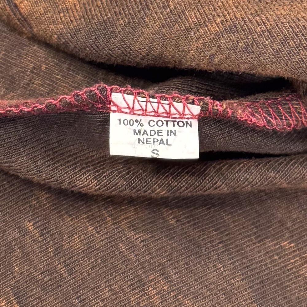 Rising International Hoodie Womens S Brown Patchwork Embroidered Boho Nepal EUC - Picture 9 of 13